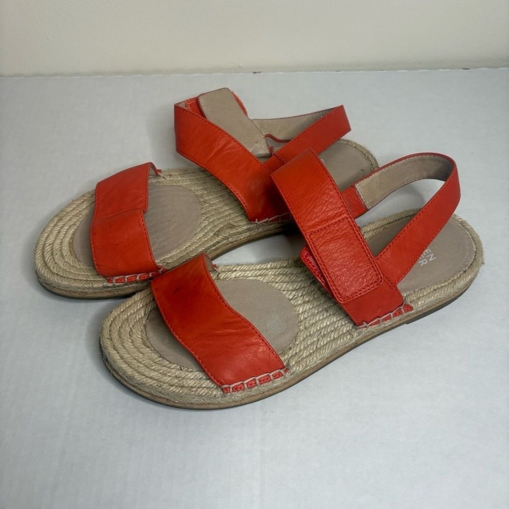 Eileen Fisher Espadrille Sandals Size 9 Orange Leather